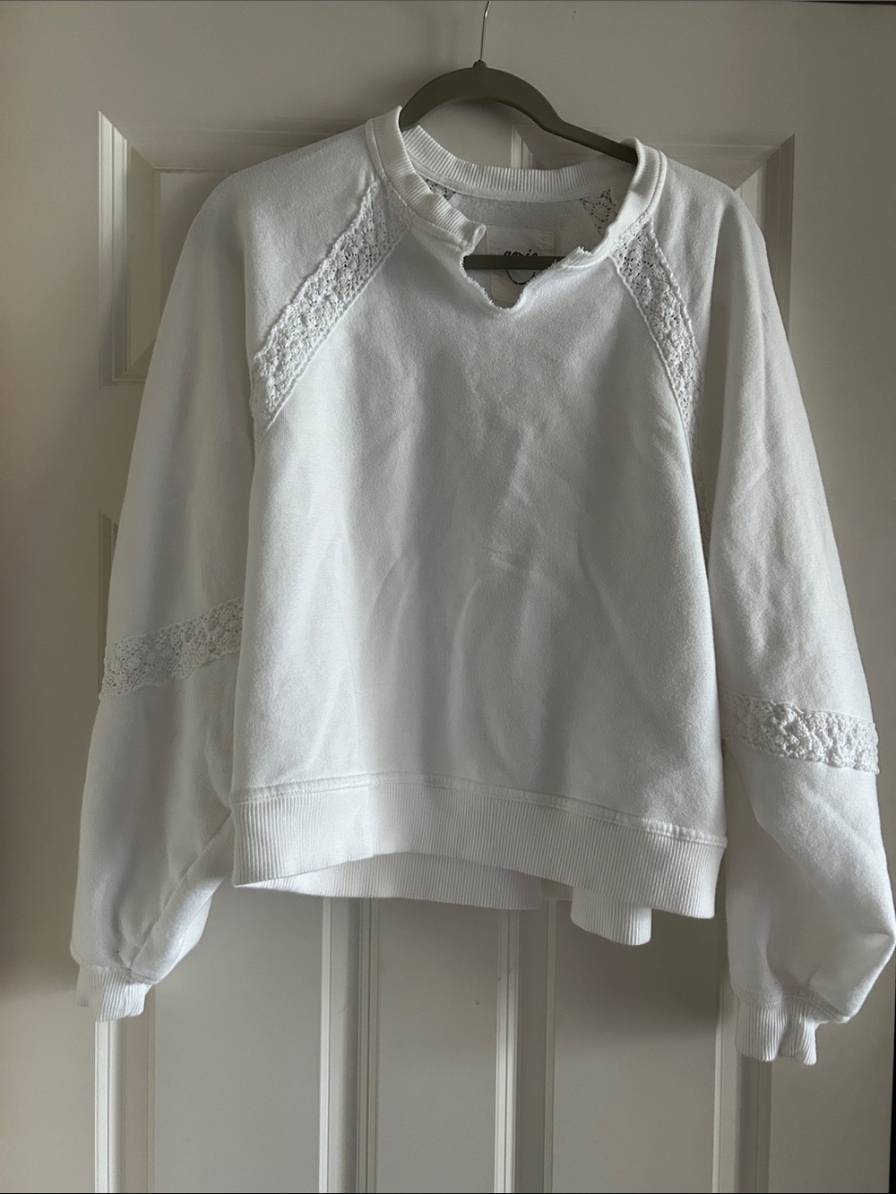 aerie Lace-Trim Crewneck Sweatshirt size S